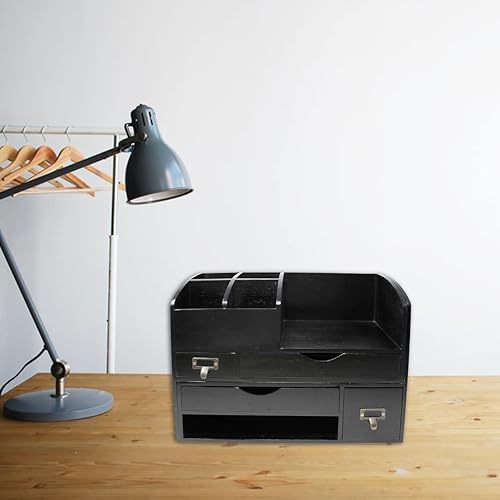 Miniatura 3 de Executive Office Solutions Organizador de escritorio de madera ajustable para escritorio, mesa, oficina o mostrador, estante de almacenamiento de