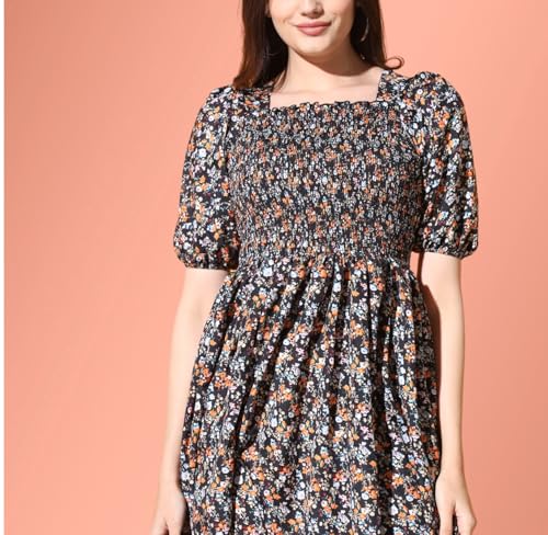 Image of Femvy Women's Polyester Fit and Flare Knee-Length Dress