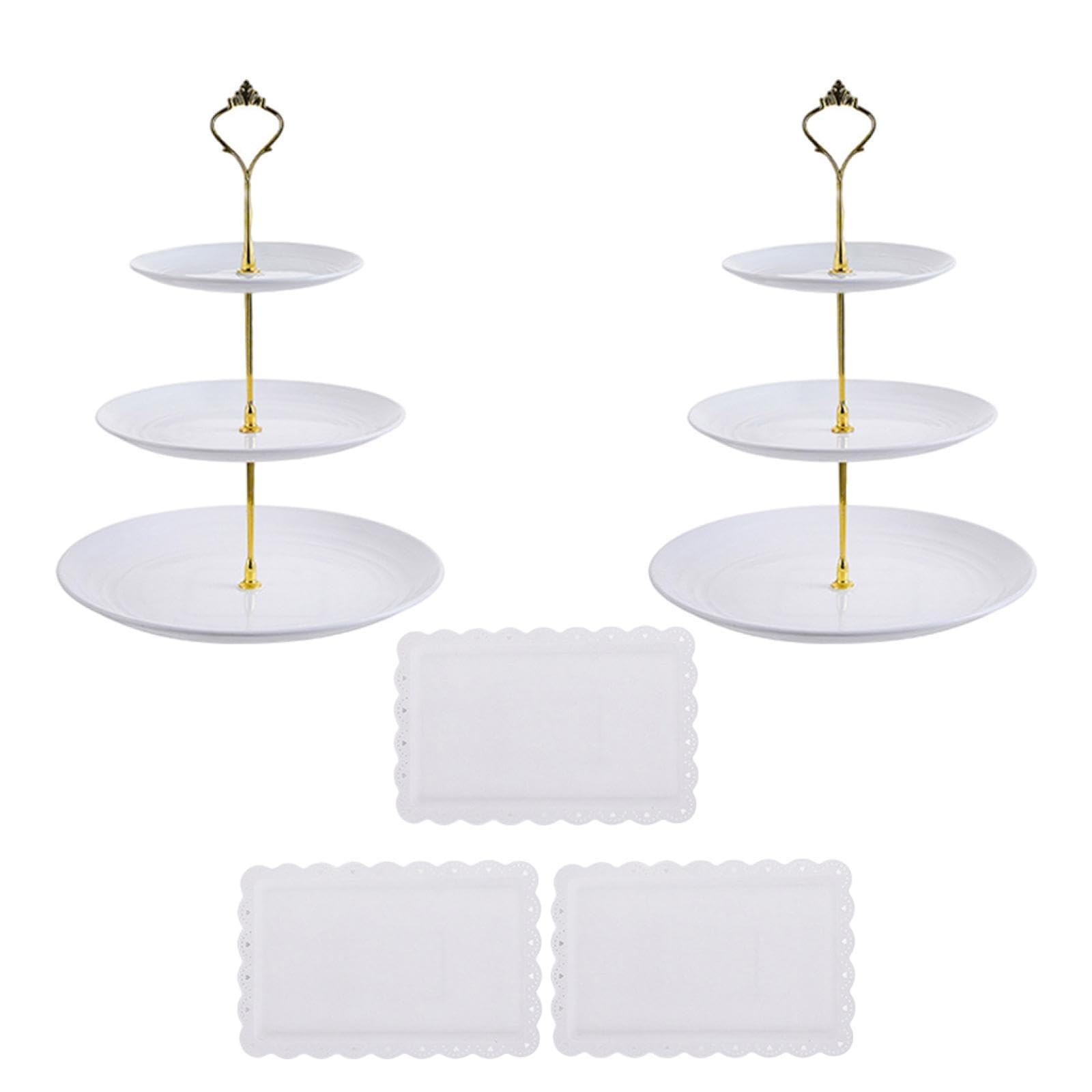 perfk 2 Soportes para Cupcakes 3 Niveles, postres con 3 bandejas, Adornos Decorativos, Elegantes expositores para Fiestas y Celebraciones, Style D