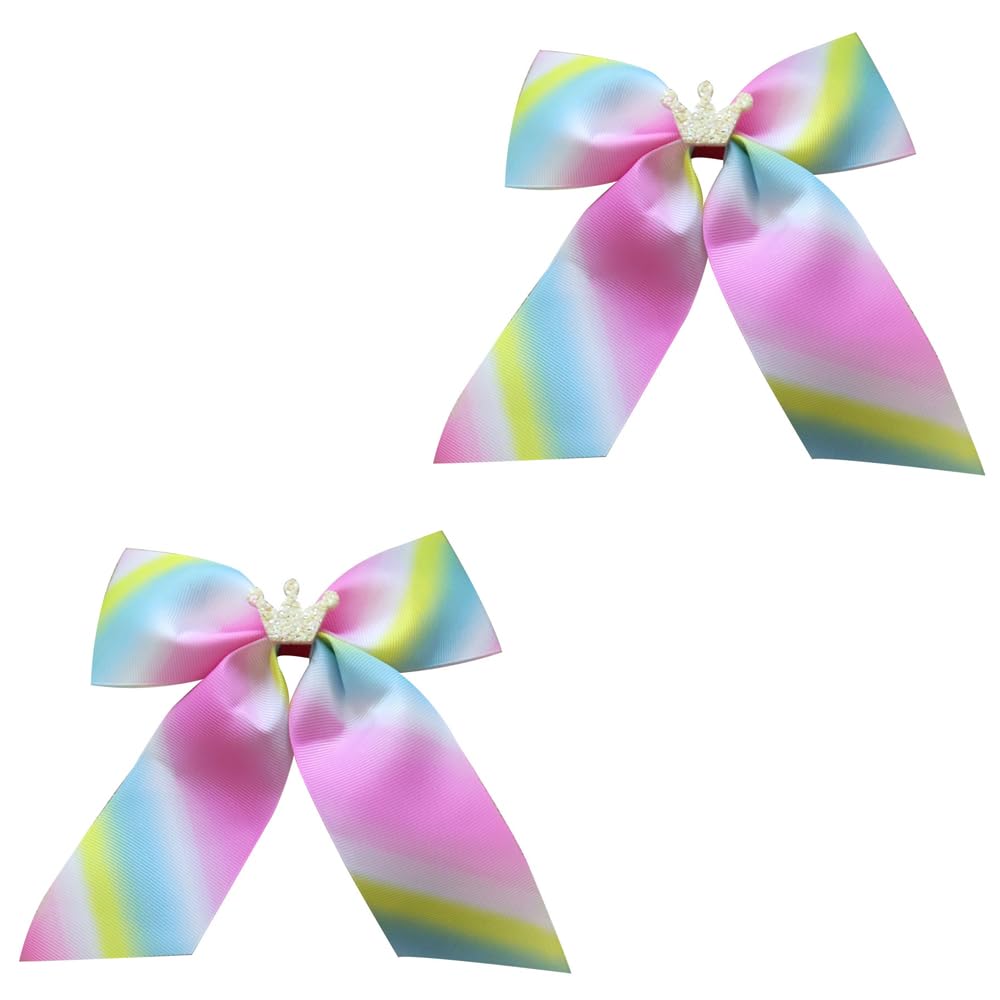 2 Pack Rainbow Bow Hair Clips for Kids Girls and Women Stylish Star and Gradient Design Candy Color Hair Accessories for School and Parties (Color 5)
