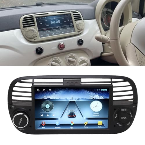 Reprodutor de Carro Sem Fio para 500 2007-2015 7in HD Reprodutor Multimídia Estéreo para Carro, Repr