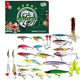Calendari del conto alla rovescia di pesca - Calendario dell'Avvento natalizio 24 giorni, base | Per acqua dolce acqua salata lago fiume torrente ping trota uomini adulti giovani ragazzi ragazzi