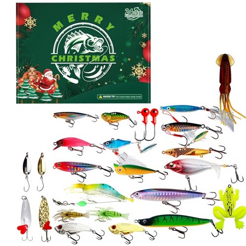 Kit leurres de pêche eau douce et salée en calendrier de l'Avent 24 jours