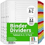 [3 Pack] A4 File Dividers A-Z Tabs | A4 Alphabetical Subject Dividers A-Z with Multipunched Reinforced Colour Tabs 150gsm