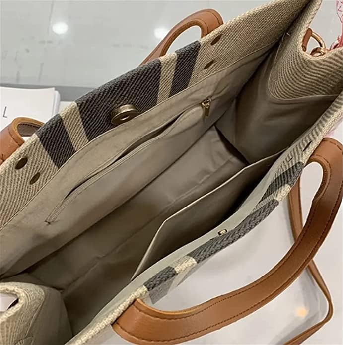 Miniatura 2 de FishTooth Bolso simple de gran capacidad, Bolsa de asas de almacenamiento casual portátil, Bolso multifuncional de la bolsa de compras, Marfil