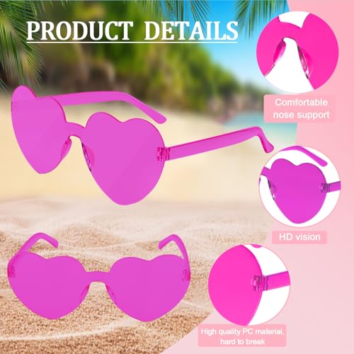 CHRORINE 8/16/24 Paar herzförmige Sonnenbrillen randlos Herz Glasse Transparent Bonbonfarben für Gastgeschenke (8, Mehrere Farben)