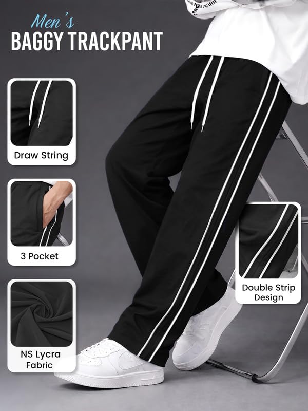 Image of CHKOKKO Men's Relaxed Track Pants for Gym Workout Running Casual Wear Sports Lower with Pockets Adjustable Drawstring Waist Lightweight Quick Dry Activewear Fitness