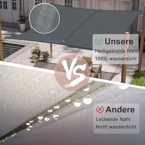 SUNNY GUARD Sonnensegel Wasserdicht 3x4m Rechteckig Sonnenschutz Wetterschutz Segel Baldachin UV Schutz für Balkon Terrasse Garten, Grau Anthrazit