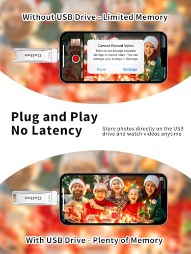 Gulloe 512GB Flash Drive Intended for iPhone, Plug and Play, No Application Required, Memory Stick Storage for Photos and Videos Backup, Compatible with iPhone iPad Android PC (Metal Silver)