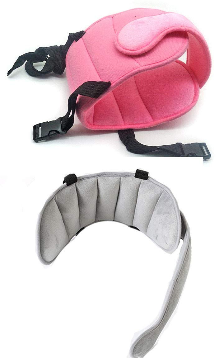 2Pack Boy and Girl Head Support for Car Seats,Ajustable Comfortable Pillow for Baby Child Tolddler Infant Pink and Grey