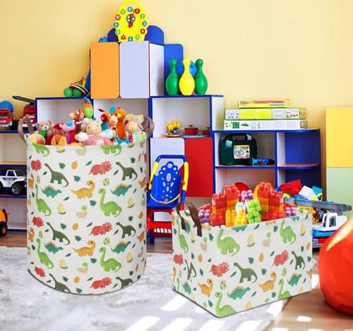 Image of 19.7 inch Dinosaur Laundry Basket,Dirty Clothes Laundry Hamper,Waterproof Foldable Toys Storage Bin,Room Decor, Gift Baskets, Baby Nursery Hamper(Cute Dinosaur)