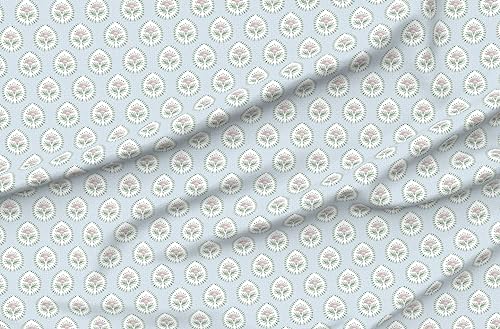 Spoonflower FI-F86-D13925576-1Y Fabric - Flower Paisley Cottagecore Lotus Floral Teardrop Block Print French Printed cover
