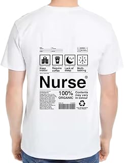 white oversize Youth T-SHIRT back art over size TEXT job work 5 nurse