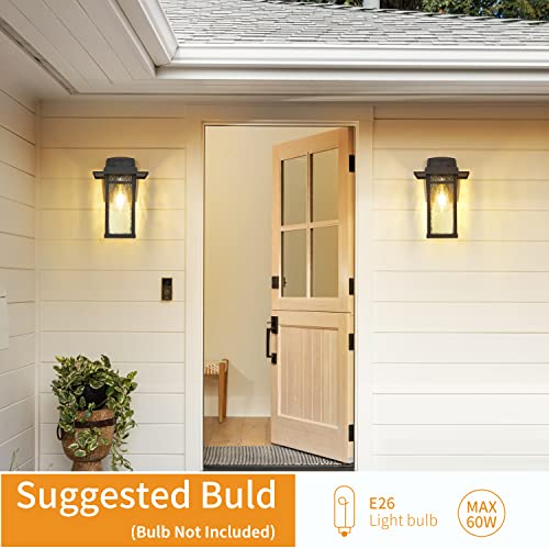 Smeike Outdoor Wall Sconces, 13.6”H Led Exterior Light Fixture, Matte Black Finish Exterior Wall Lanterns For Porch, Garage, Front. Water Glass #TOP5