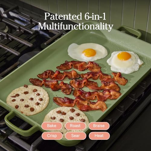 Our Place Bakeware Collection | 5-Piece Nonstick, Toxin-Free Ceramic & Cast Aluminium Set with Oven Pan, Bakers, & Oven Mat | Space-Saving Design | Oven-Safe | Bake, Roast, Griddle & More | Sage - Image 3