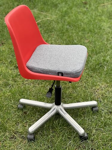 Coussin de siege chauffant sans fil Warmpi gris pour chaise et fauteuil de bureau