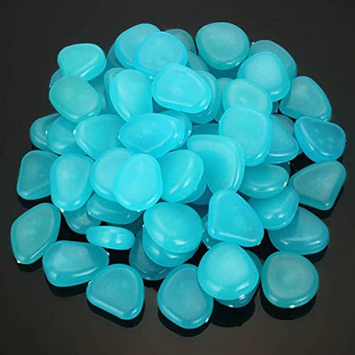 Generic 100Pcs Glowing Artificial Pebbles Stones Garden Path Flowerpot Decor Landscape Noctilucent Stone(sky blue)