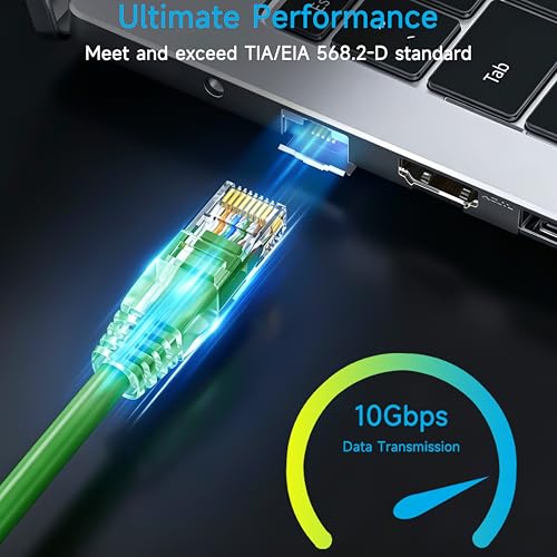 Image of Cat6 Ethernet Patch Cable 2 ft (10 Pack), Cat6 Patch Cable for Data Centers, Cat 6 Patch Cable 10G, Network Patch Cables for Home and Enterprise Network -Green