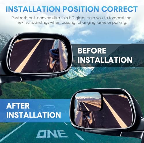 Image of Eliane 3R Rectangle HD Glass Convex Rear View Mirror - Frameless 360 Adjustable Stick-On Blind Spot Mirror | 2 Pack for All Vehicles (Car, SUV, Truck)