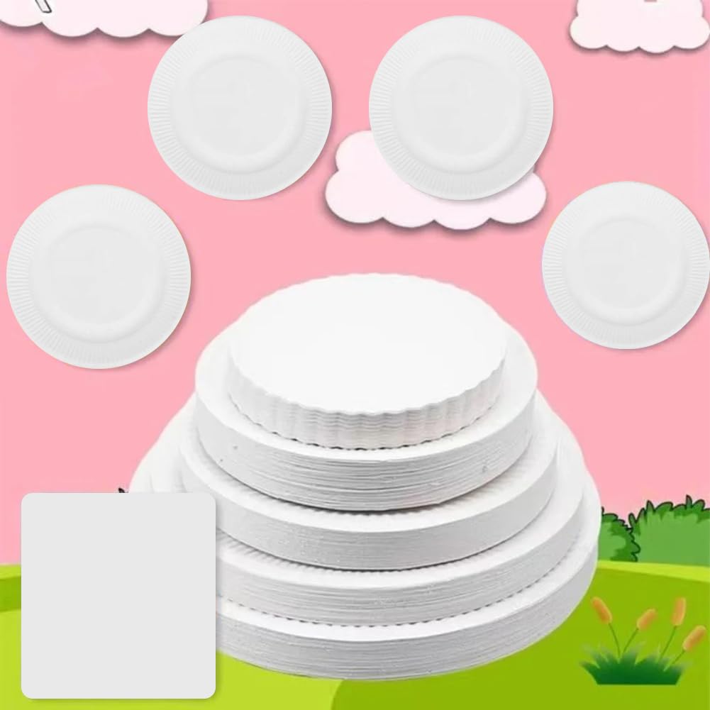 50 Pezzi Piatti di Carta USA e Getta, stoviglie di Carta Rotonde Bianche per Feste, Picnic, Barbecue, Dessert