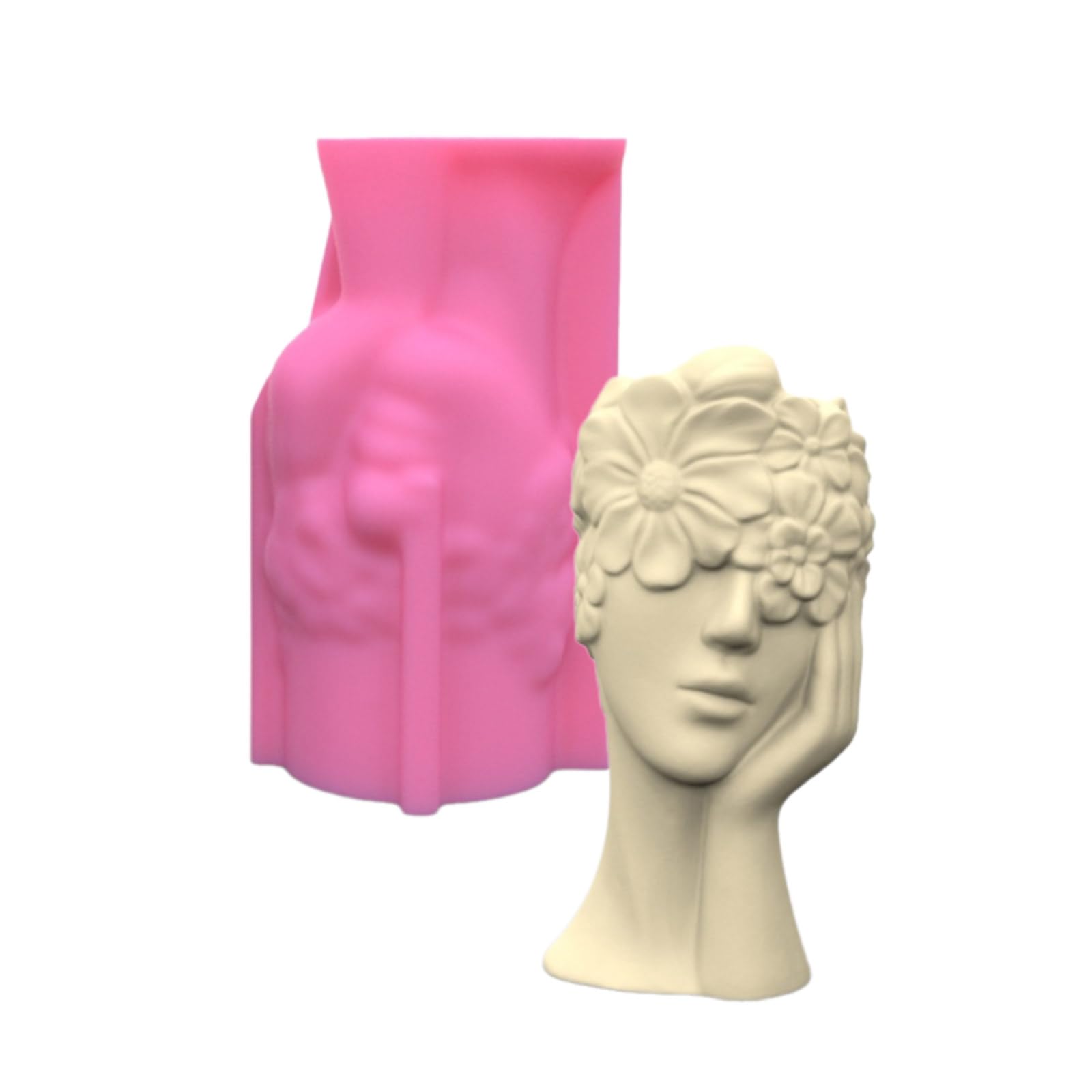 Moldes de resina únicos para manualidades, moldes flexibles para jarrones, frascos de flores contemplativos con forma de niña para hacer jarrones