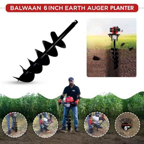 Image of Balwaan Krishi 6 inch Double Spiral Drill Planter|15 cm Post Hole Digger| PT-6D
