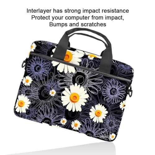 Maletín bandolera con estampado de flores de manzanilla para laptop 13 y 14 pulgadas 6