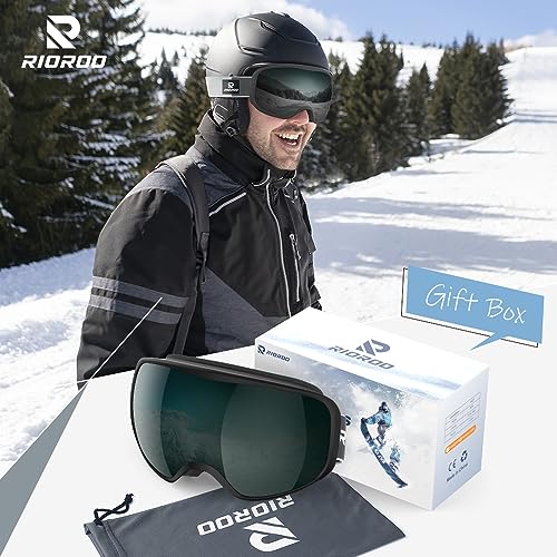 RIOROO Ski Goggles, Skiing Goggles For Snowboard Jet Snow 100% UV Protection, Anti-glare Ski Goggles Dual Lens For Women Men Youth OTG Over Helmet Compatible, Skiing Snowboarding Cycling Motorcycle - Image 2