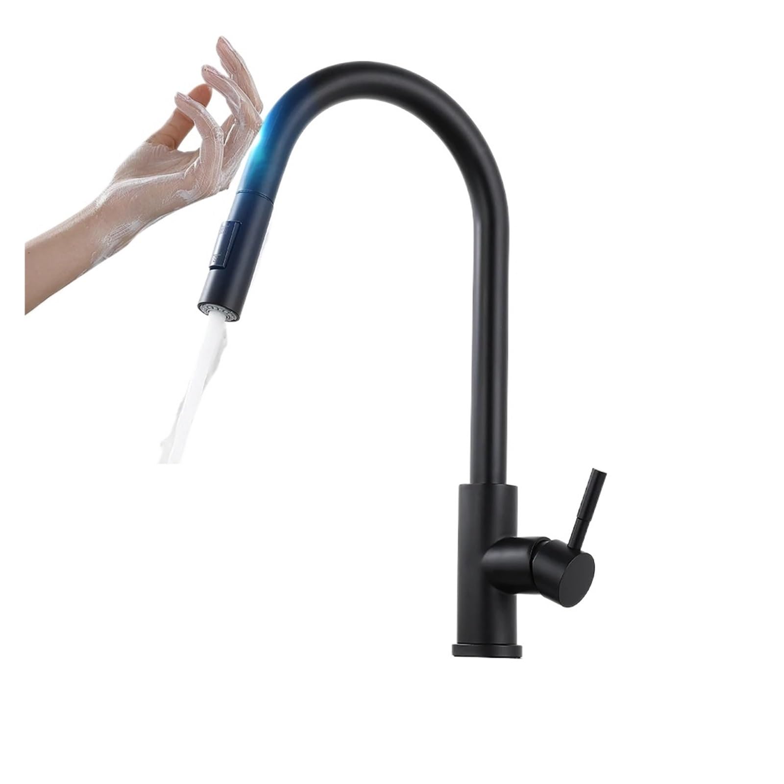 BHFPFZA Smart Touch Sensor Kitchen FaucetBlack Rotary Touch Sink MixerKH1015 G3/8Modern Water Mixer for Effortless Control & Convenience in Your Kitchen