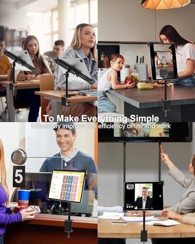 Image of Anti-Theft Retail Kiosk Tablet Stand - [Dual Security Lock] 360 Swivel Locking iPad POS Stand Holder, for 7-11 inch iPad Pro /Air /Mini, Galaxy Tab, Surface, for Store Display Office Kitchen Desktop