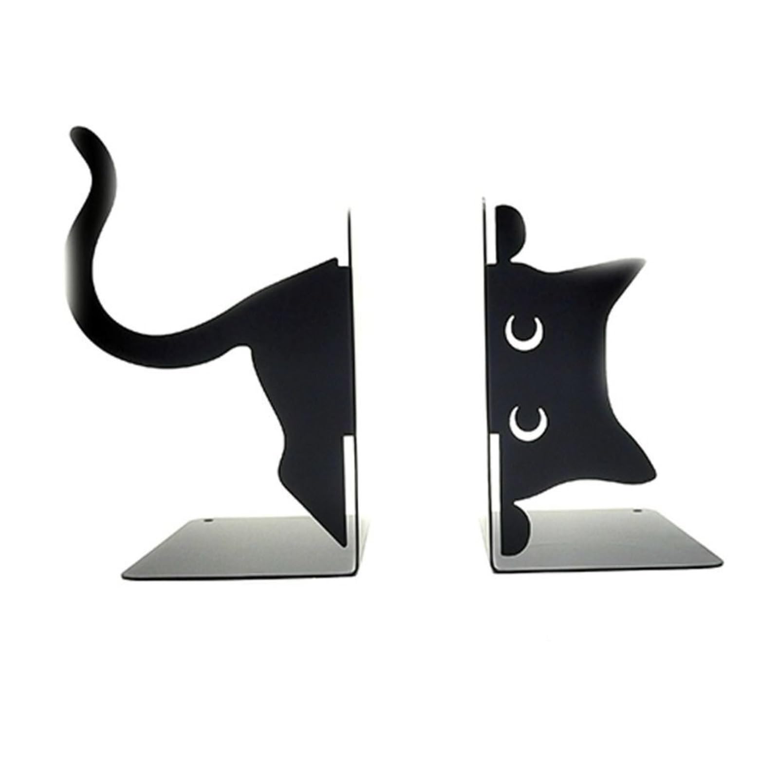 Buchstützen Niedliche, skurrile Buchstützen aus Metall mit abgerundeten Kanten, Schwarze Buchhalter, Dekoration for Büro und Bibliothek