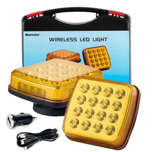 Markstor Wireless LED Road Flares for Emergency,Rechargeable Safety Flashing Lights