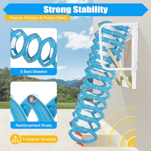 Purptarol CS-HJ0500-707 Pull Down Attic Stair,12 Steps Alloy Attic Access Ladder,Wall-Mounted Folding Stairs thumb #4
