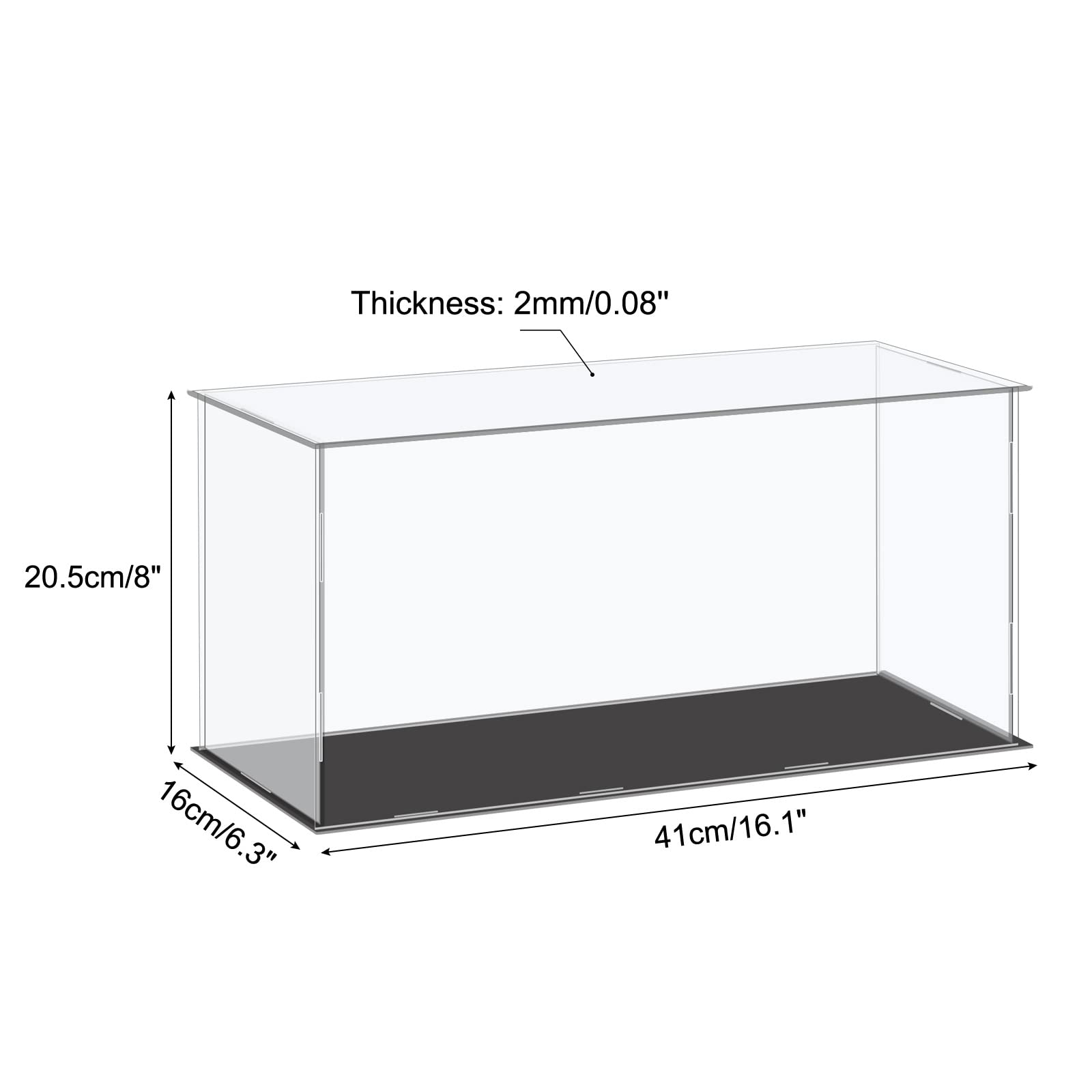 MECCANIXITY Acrylic Display Case Plastic Box Cube Storage Box Clear Small Assemble Dustproof Showcase 16.1x6.3x8 Inch for Collectibles Items