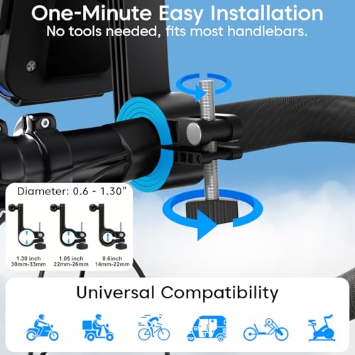Image of Sounce HydroDock Bike Mobile Holder with 360 Degree Rotation Shock Resistant Anti Shake Design Firm Locking One Hand Operation Adjustable Handlebar Mount Compatible with All Smartphones Secure (Black)