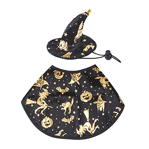 Disfraz Halloween para perro o gato S capa y sombrero miniatura 2