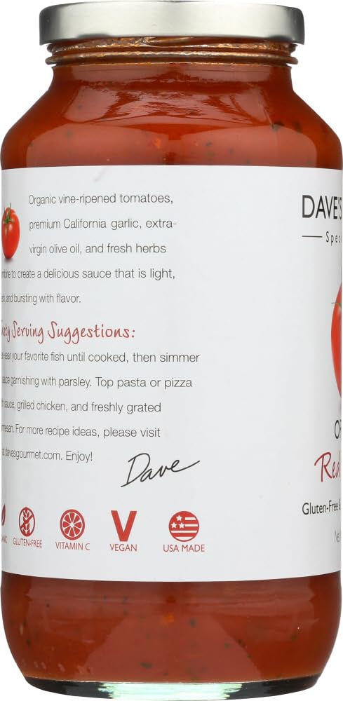Dave`S Gourmet Pasta Sauce Red Heirloom 25.5 Oz (Pack of 6) - Pack Of 6