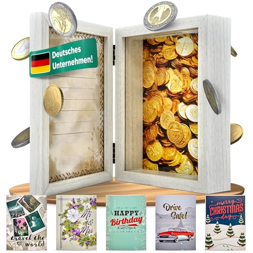 Berninja 2 in 1 Bilderrahmen Spardose mit 5x Wechselhintergründen, 18,5 x...