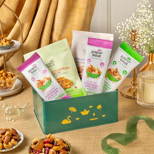 Image of Paper Boat Diwali Dry Fruits Gift Box, 240g - Diwali Gift Hamper | Festive Dry Fruit Gift | Assorted Mixed Nuts, Dry Fruits & Trail Mix | Cashew, Almonds, Berries and Mixed Nuts