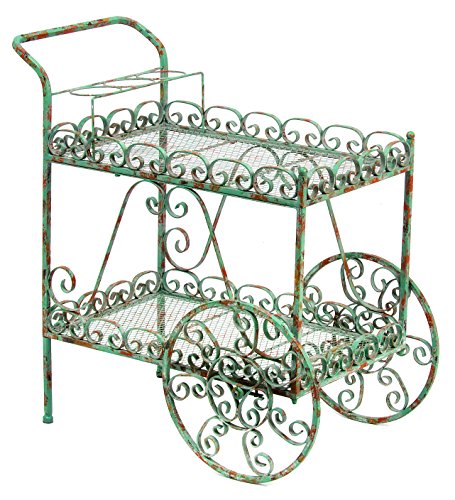 Deer Park Ironworks Deer Park TC101-BLU Teacart Weathered Teal Blue Finish 30 L x 17 W x 30 H Blue Patina