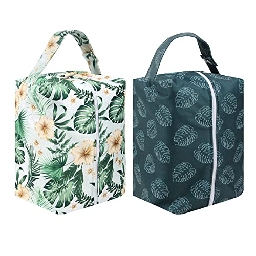 Image of Pedobi 2 Packs Reusable Cloth Diaper Wet Dry Bags - Large Hanging Wet Bags with Buttons for Stroller - Waterproof Pod Cloth Diaper Bag - Washable Wet Bag for Diapers, Travel, Pool (Flower)