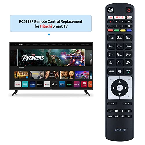 TCNOUMT Replacement for RC5118F Hitachi Remote Control fit for Hitachi Smart LCD LED TV Sub Polaroid Finlux Televison 24HB11J65U 32HB16J61U 32HB16J61UA 32HB16J61UB 32HB16T61U - Image 2