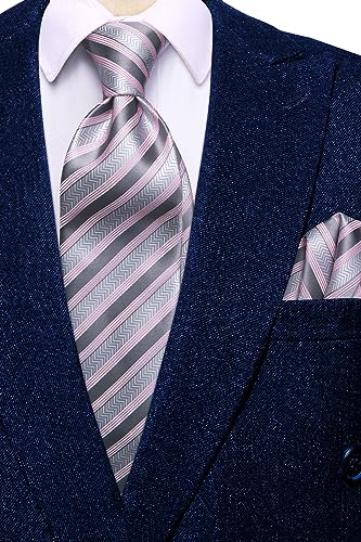 Image of Hi-Tie Men's Silk Ties Formal Woven Classic Necktie Pocket Square Cufflinks Lapel Pin Set Wedding Business