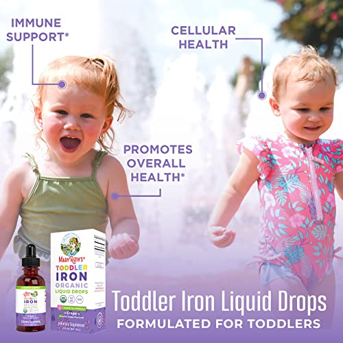 Iron Supplement For Toddlers & Usda Organic Elderberry Liquid Drops For Toddlers Bundle By Maryruth | Iron Supplement For Iron Deficiency | Overall Health, Vegan, Non-Gmo, Gluten Free For Ages 1-3. #TOP1