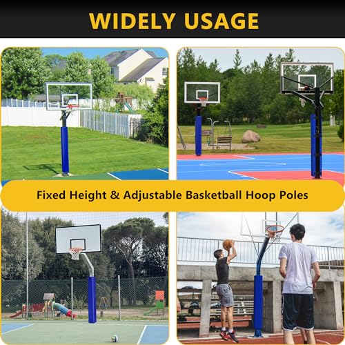 Image of 72 inch Tall Basketball Pole Pads, All-Weather Square Basketball Pole Padding Outdoor, 2 inch Thick Heavy Duty Wrap-Around Protective Pads for Fixed Height & Adjustable Basketball Hoop Poles