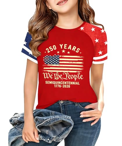 Image of Kids 250th Anniversary USA Shirts Boys Girls USA Shirt 4th of July Outfits Cute Patriotic Top