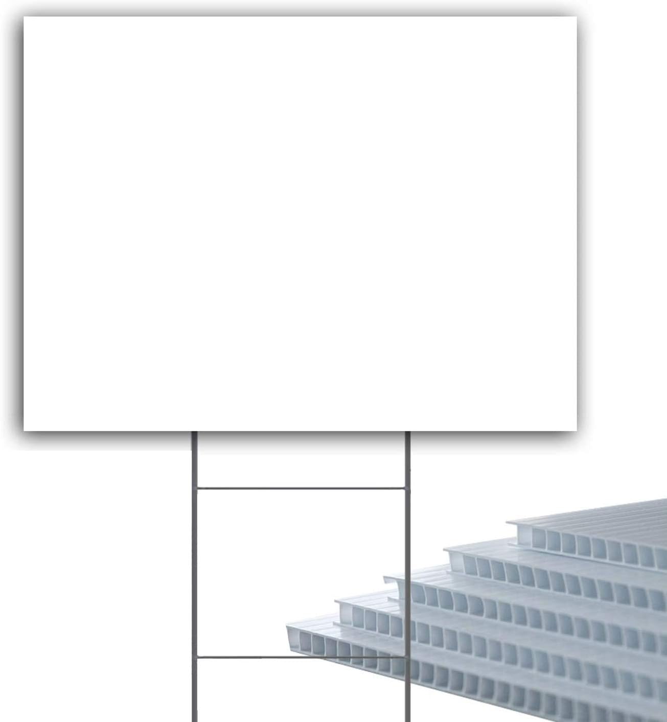 MEJOR CONOCIDO 6 Pack 24"x18" White Blank Lawn Yard Signs Corrugated Plastic Sheet with Durable H-Stakes for Promotion Opening Business Garage Rent House Sale Presidential Campaign : Patio, Lawn & Garden