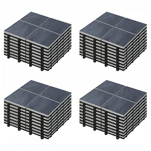 Oviala - Lote de 32 losas de piedra (32 unidades), color negro