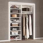 Modular Closet System, 46" Wide Organizer With Towers and Hanging, Wood Tower Storage for Walk In Closets, Wall Mounted Wardrobe Kit, Bedroom, White - Image 3