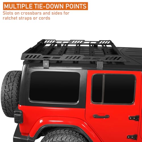 Image of Hooke Road Overlanding Roof Rack for 2018-2026 Jeep Wrangler JL 2 /4 Doors & Gladiator JT, Steel Cargo Basket for Jeep Hard Top Only